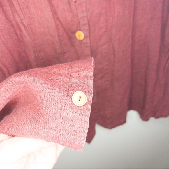 Flax Linen Button Up Shacket Lagenlook Blouse - Picture 3 of 6